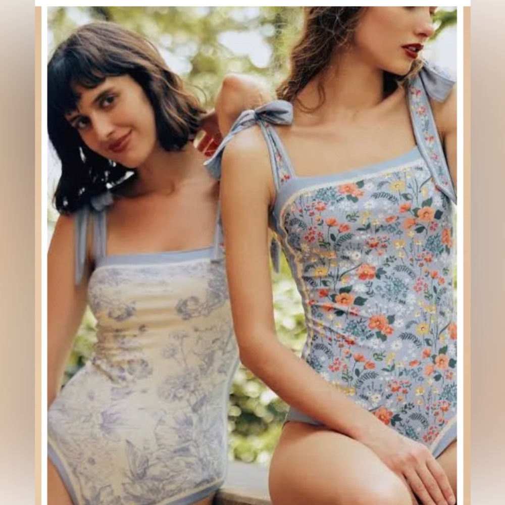 VISUAL MOOD SWIMWEAR ONE PIECE REVERSIBLE SUIT TIES AT SHOULDERS SIZE MEDIUM NWT